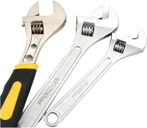 CAARLA Adjustable Wrench 1pcs Large Opening Adjustable Spanner Monkey Wrench Adjustable Angle Slide Wrench 6-8-10-12-15 Inch Household Tools(10 inch Plastic Hand)