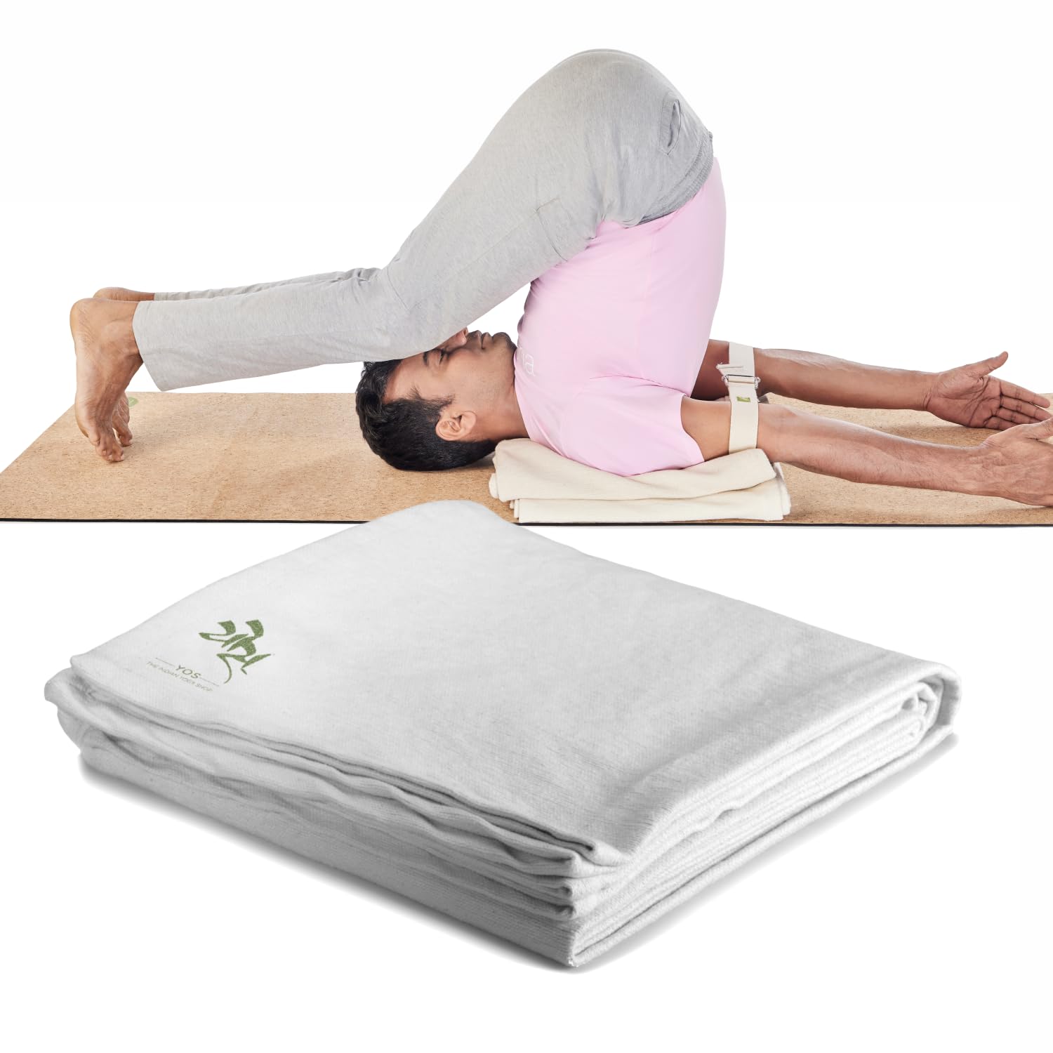 YOS Organic Cotton Yoga Blanket, Biodegradable, Anti-Skid, Dye-Free