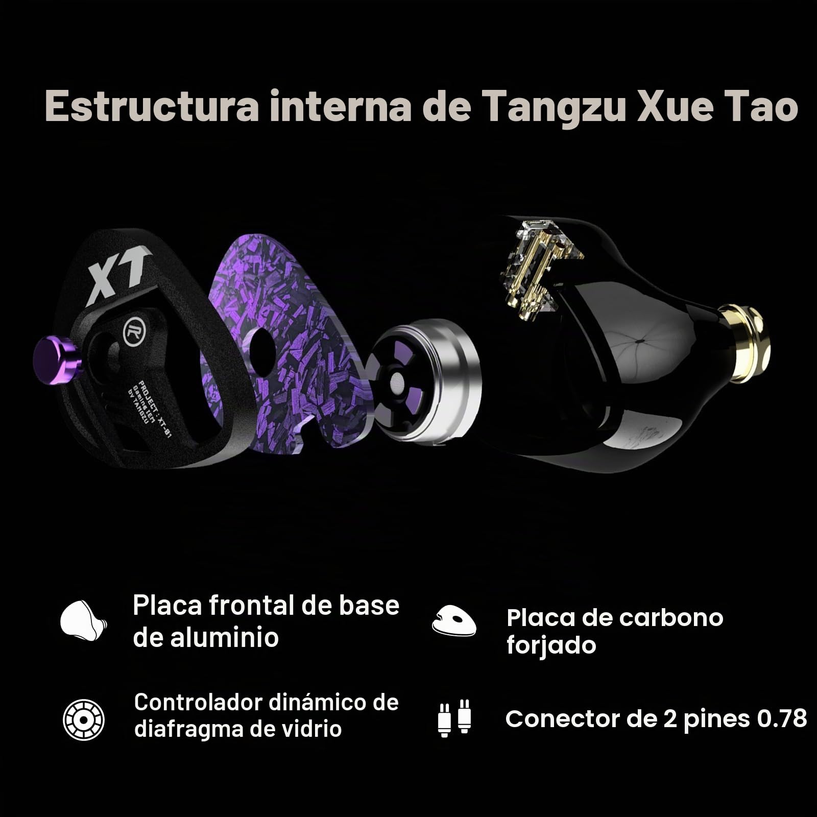 Linsoul TANGZU Xue Tao Gaming IEM,Auriculares con Cable con Micrófono, In Ear Monitor con Driver Dinámico de Diafragma de Vidrio 10mm, con Alambre OFC Desmontable de 2Pin Gamers Audiófilos (TypeC MIC)
