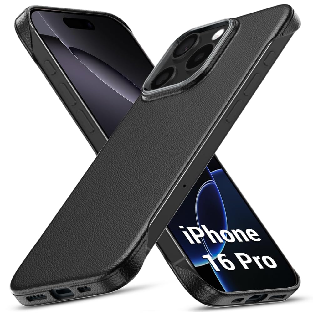 TheGiftKart Hybrid Ultimate Slim Back Case Cover for iPhone 16 Pro | Lightweight Profile | Hard Back Case Cover for iPhone 16 Pro (PC & TPU, Metal Camera Ring, Leather Texture Finish, Black) TheGiftKart Hybrid Ultimate Slim Back Case Cover for iPhone 16 Pro | Lightweight Profile | Hard Back Case Cover for iPhone 16 Pro (PC & TPU, Metal Camera Ring, Leather Texture Finish, Black)