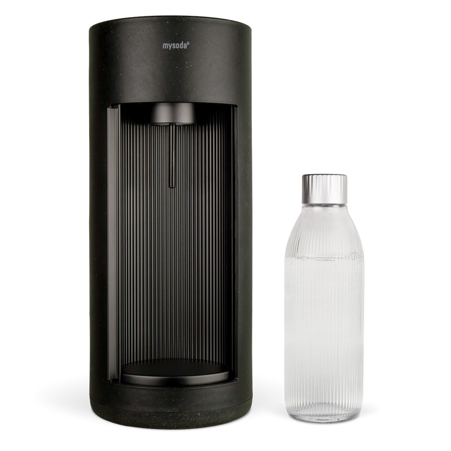 Mysoda: Glassy Wassersprudler aus Holzkomposit und Aluminium mit 1L Glasflasche (ohne C02-Zylinder) - Schwarz