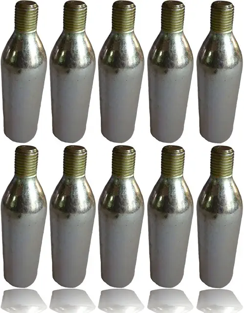 Threaded CO2 Cartridge 10-Pack: 16g Bike Tire Inflator Pump Gas