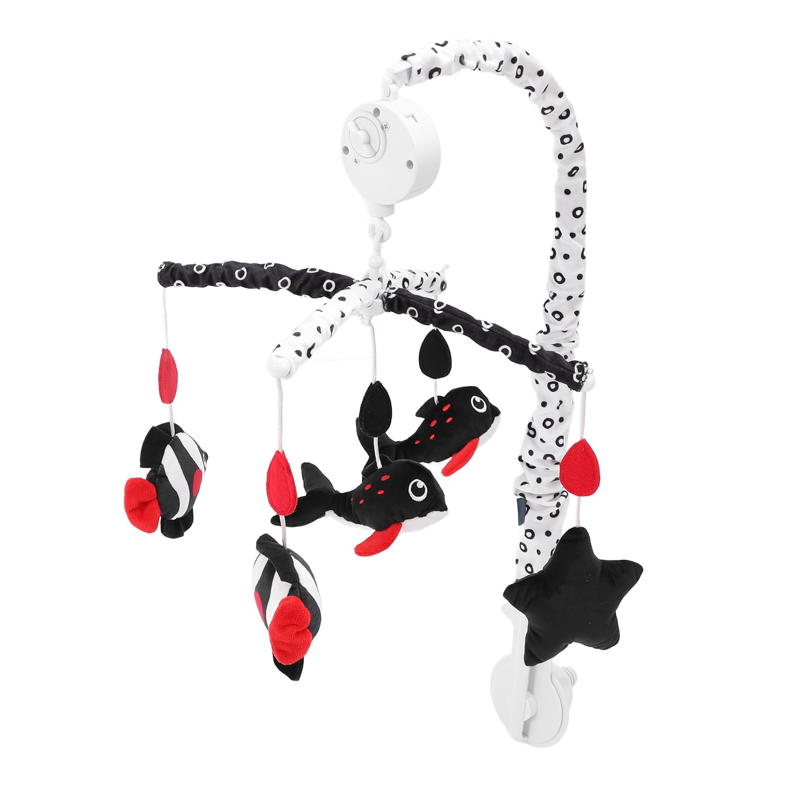 Cuna de bebé Móvil juguete musical Cuna móvil alto contraste negro rojo rojo suave peluche prevenir el estrabismo para la habitación de la guardería infantil (Océano)