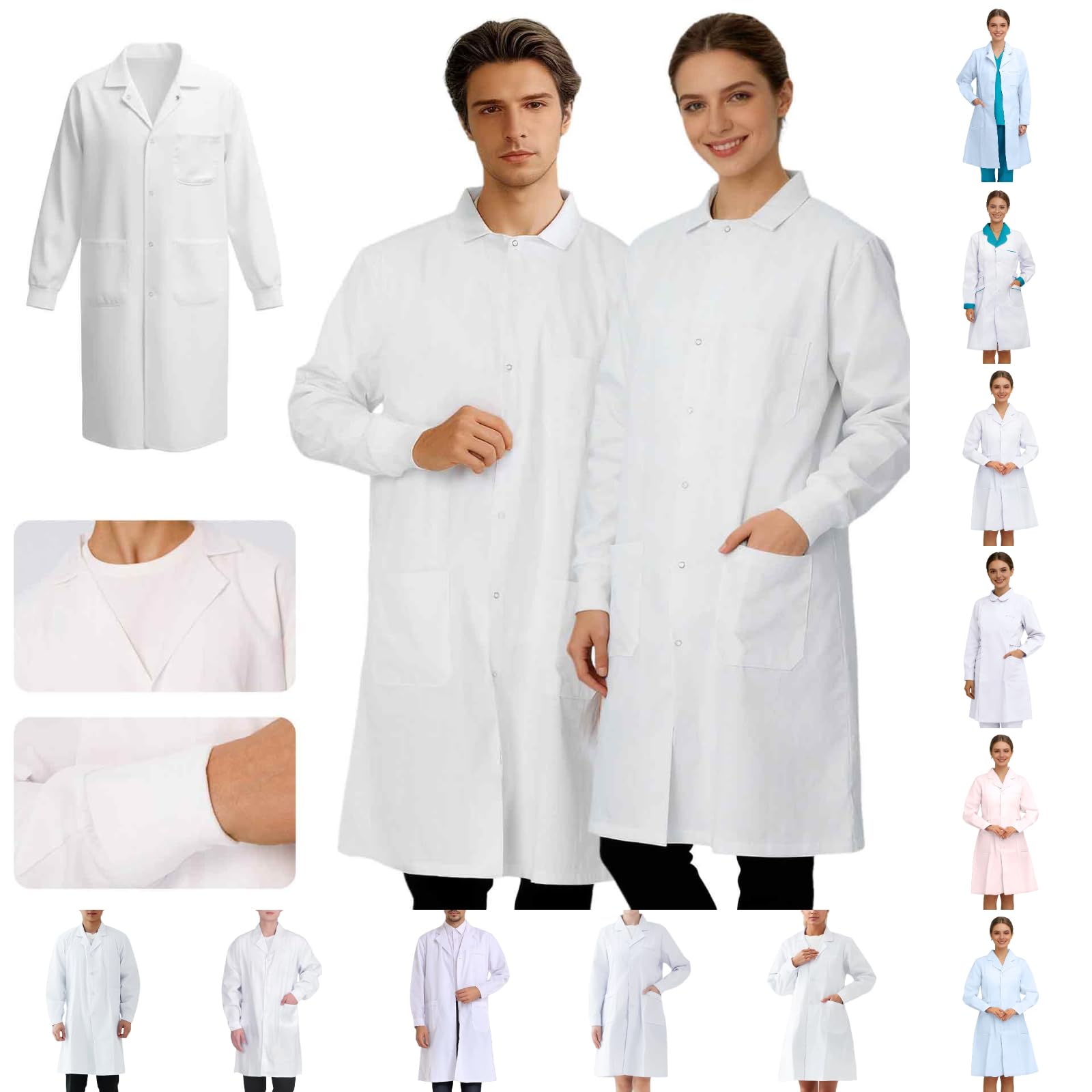 Générique Blouse De Chimie Blouse Blanche Chimie Lycee De Travail Homme Physique Infirmière Collège Cosplay Coton College Médecin