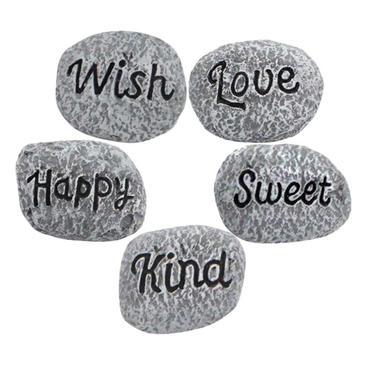 CRAFTHROU Resin Decorative Pebbles Chic Appearance for Fish Tank 5pcs and Bamboo Bright Colours, Multi-function Flowerpot Stones and Creative Design Suitable for Rock Gardens and Crafts