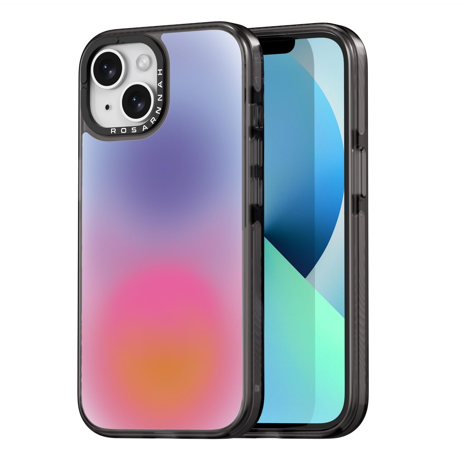 Coque iPhone 13 Rosarnnah noir avec motif délavé tendance - 8