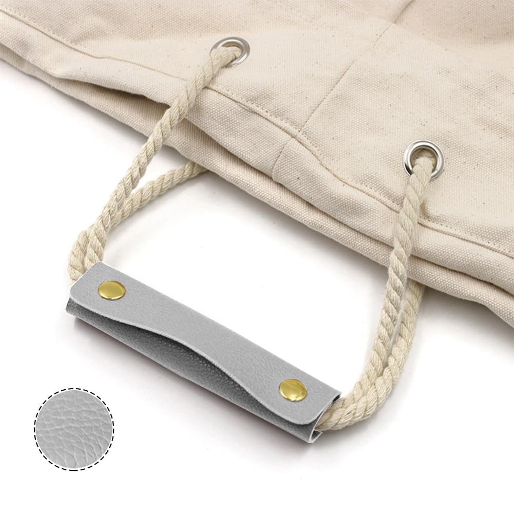 2Pcs Handbag Handle Leather Wrap Cover Purse Wallet Bag Handle Protectors Luggage Bag Grip Protector Saddle for DIY Craft Strap Making Supplies Gray - Image 4