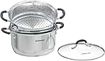 Sunhouse - 3.3 Quart Steamer Pots With Lid 2-Tier Multipurpose Stainless Steel Steaming Pot Cookware With Handle For Vegetable, Dumpling, Sauce, Food - Triple Bottom, Measurement Line