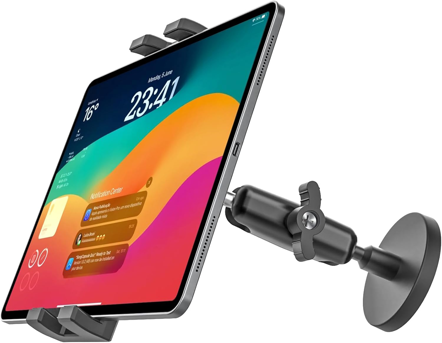 GDZN Magnetic Tablet Holder, Alloy Base & Metal Ball Head - 360° Adjustable Magnetic iPad Mount for Fridge, Cabinet, Gym, Truck, Forklift, Tractor, Metal Surface, for 4.7-13" iPad Pro, iPhone, Galaxy