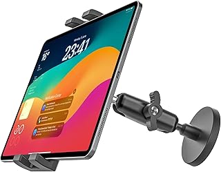 GDZN Magnetic Tablet Holder, Alloy Base & Metal Ball Head - 360° Adjustable Magnetic iPad Mount for Fridge, Cabinet, Gym, Truck, Forklift, Tractor, Metal Surface, for 4.7-13" iPad Pro, iPhone, Galaxy
