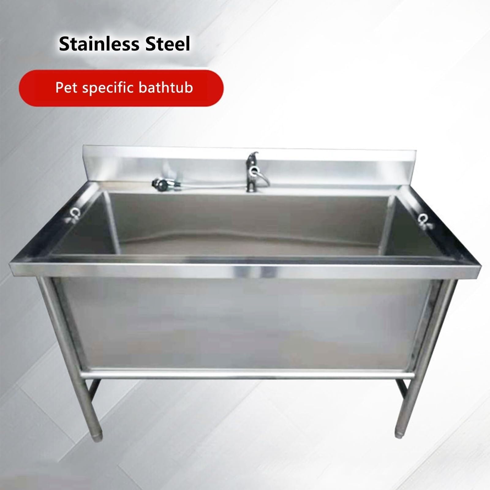 RENJJPBO Professional Dog Grooming Bathtub Station, Bathing Station,Stainless Steel Dog Grooming Tub,Wash Shower Sink with Faucet