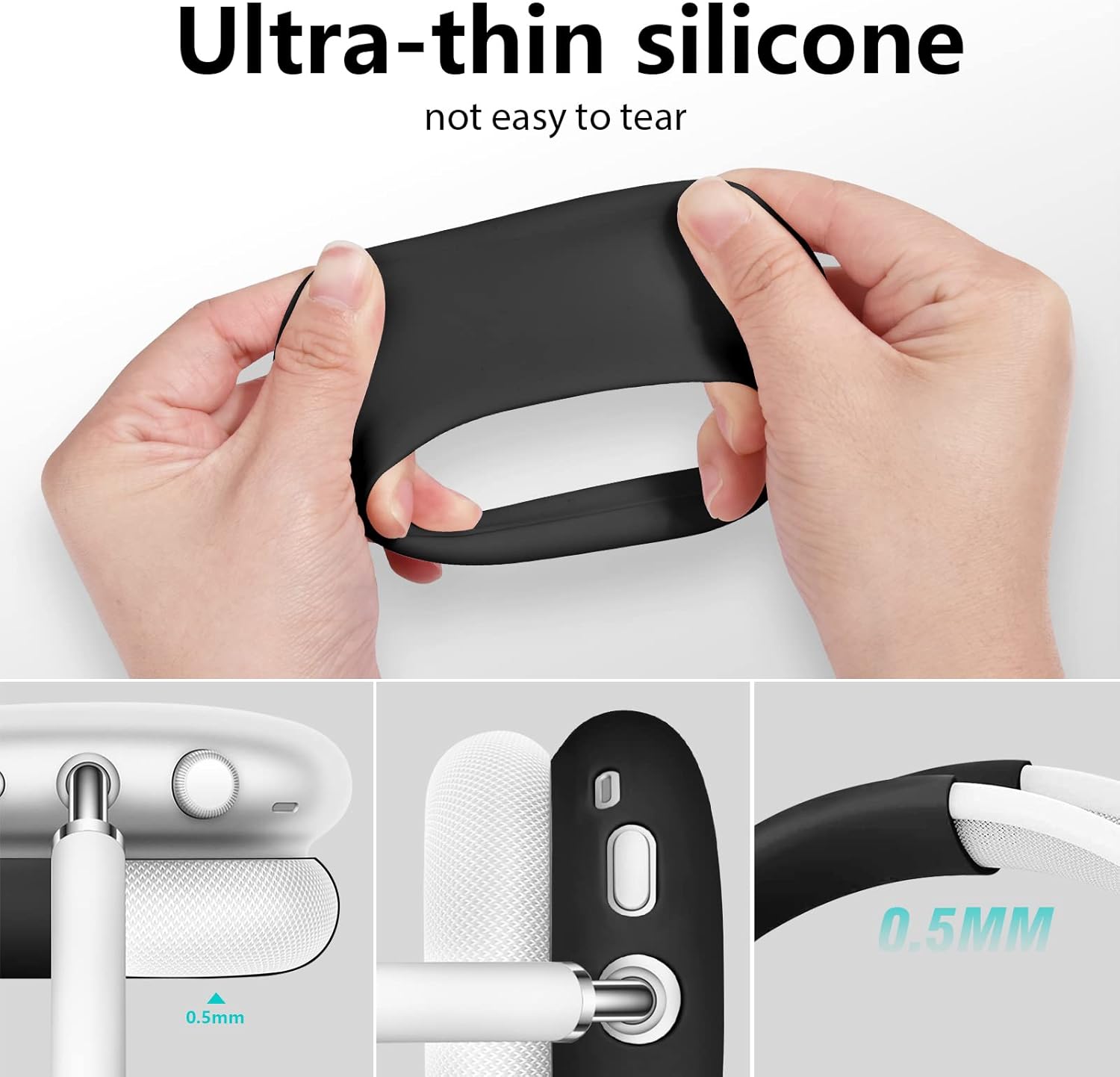 Filoto Case for Airpods Max Headphones, Ear Pad Case Cover/Ear Cups Co ver/Headband for AirPods Max (USB-C/Lightning)(2024/2020), Silicone for Apple Airpod Max, Accessories Cases (Black) - Image 5