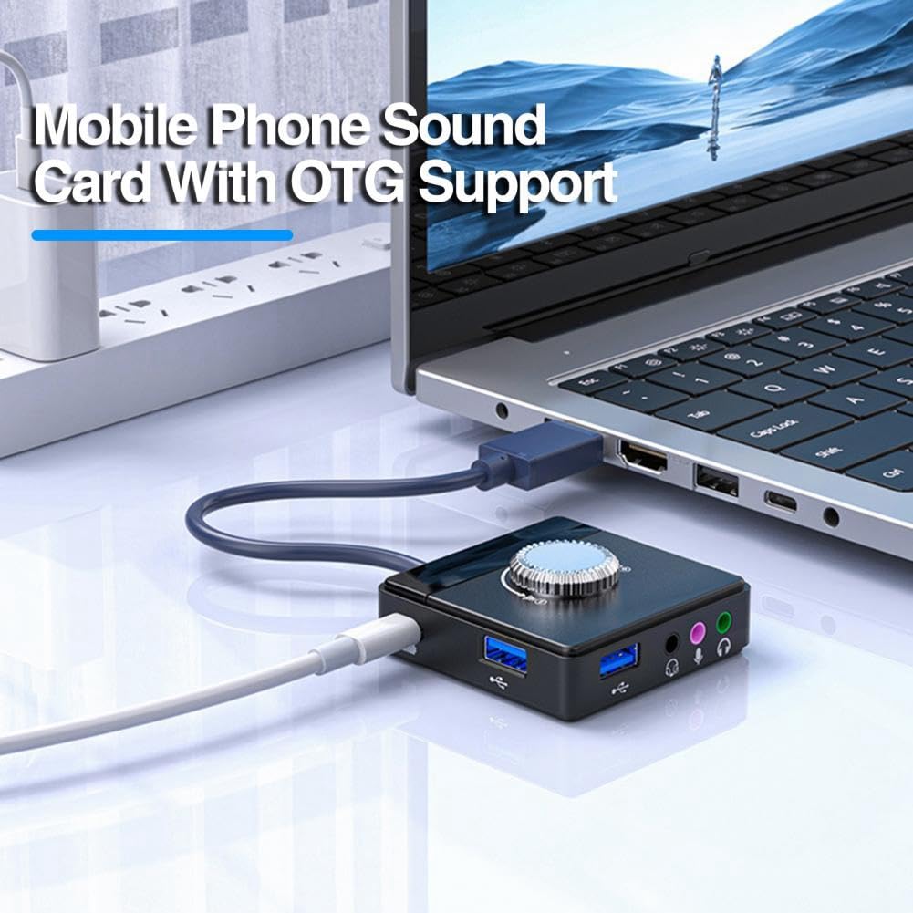 Zewnętrzna karta dźwiękowa USB gniazdo 3,5 mm regulacja głośności tablet mikrofon komputerowy telefon zewnętrzny adapter audio stereo komputer części zamienne akcesoria części