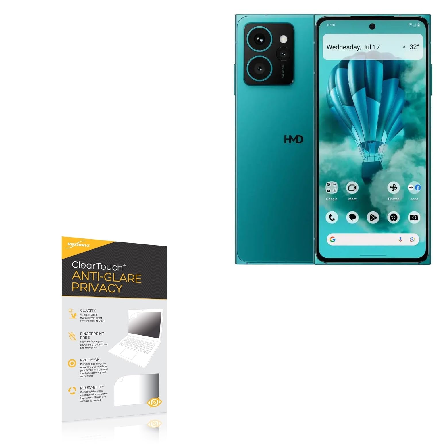 BoxWave Screen Protector Compatible with HMD Skyline 256GB - ClearTouch Anti-Glare Privacy (2-Pack), Privacy Screen Protector Flexible Film Anti-Glare