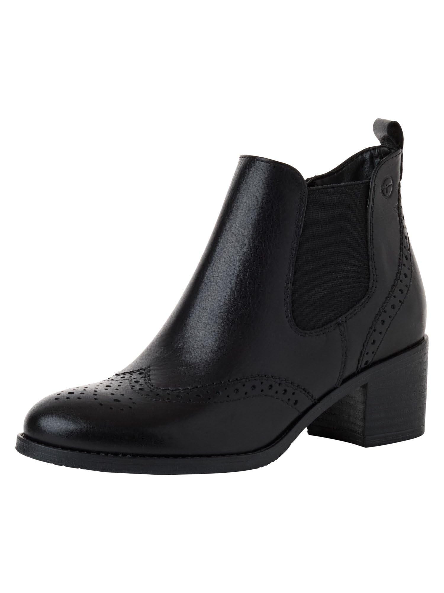 Tamaris Women's Chelsea Leather Block Heel, black, 6 UK