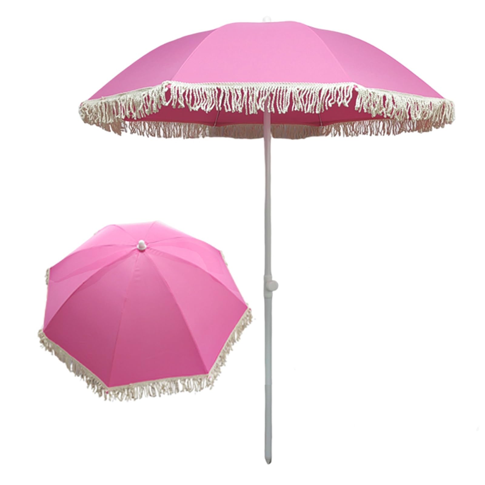 MEOMO 180cm Hawaiian Parasol, Tassel Retro Garden Umbrella, Sunshade And Rainproof, Stylish And Beautiful, Suitable For Beach, Yard, Garden, Round Beach Umbrella, Without Base (Size : 1.45m/57in)