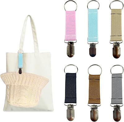 DeryArcle 6Pcs Hat Clips for Travel on Bag Elastic Hat Clip for Luggage Cap Clip for Hanging Handbag Backpack for Scarf (Elastic)