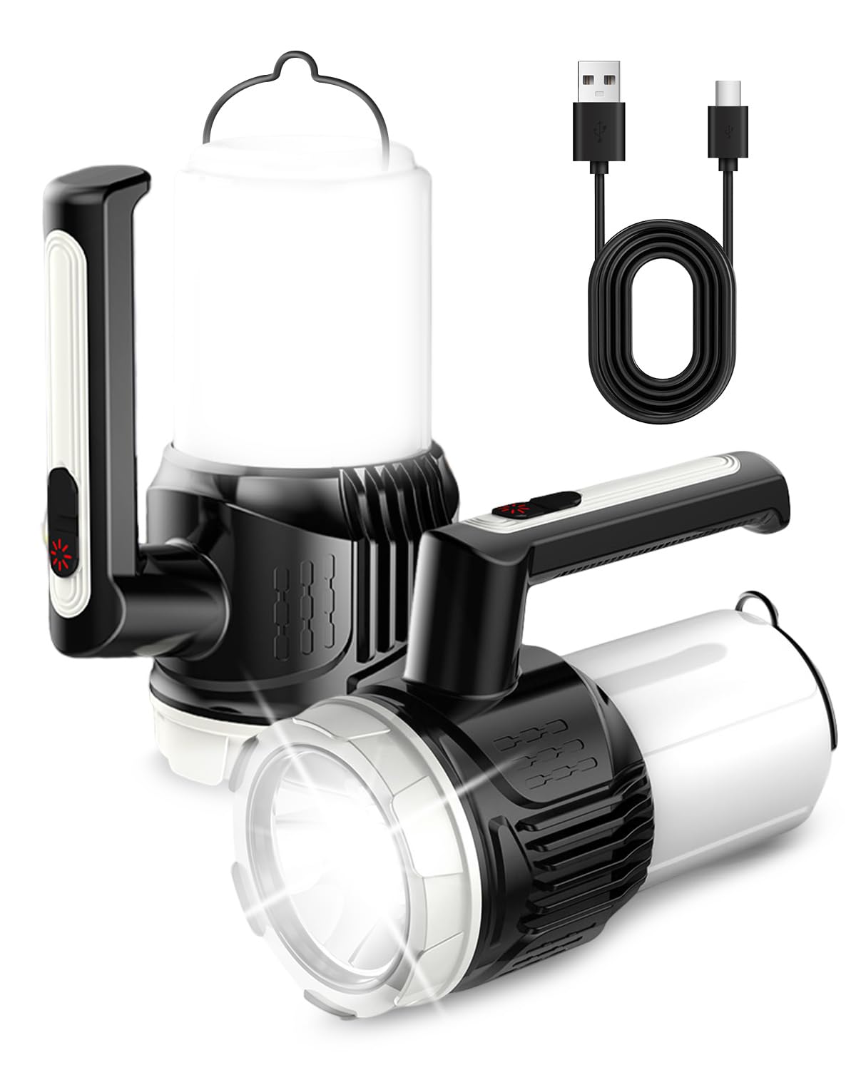 Camping Lantern Rechargeable 1500 Lumen LED Camping Light Fast Direct Charge 6 Modes Camping Torch Waterproof Outdoor Spotlight Searchlight Flashlight for Power Outage Hiking