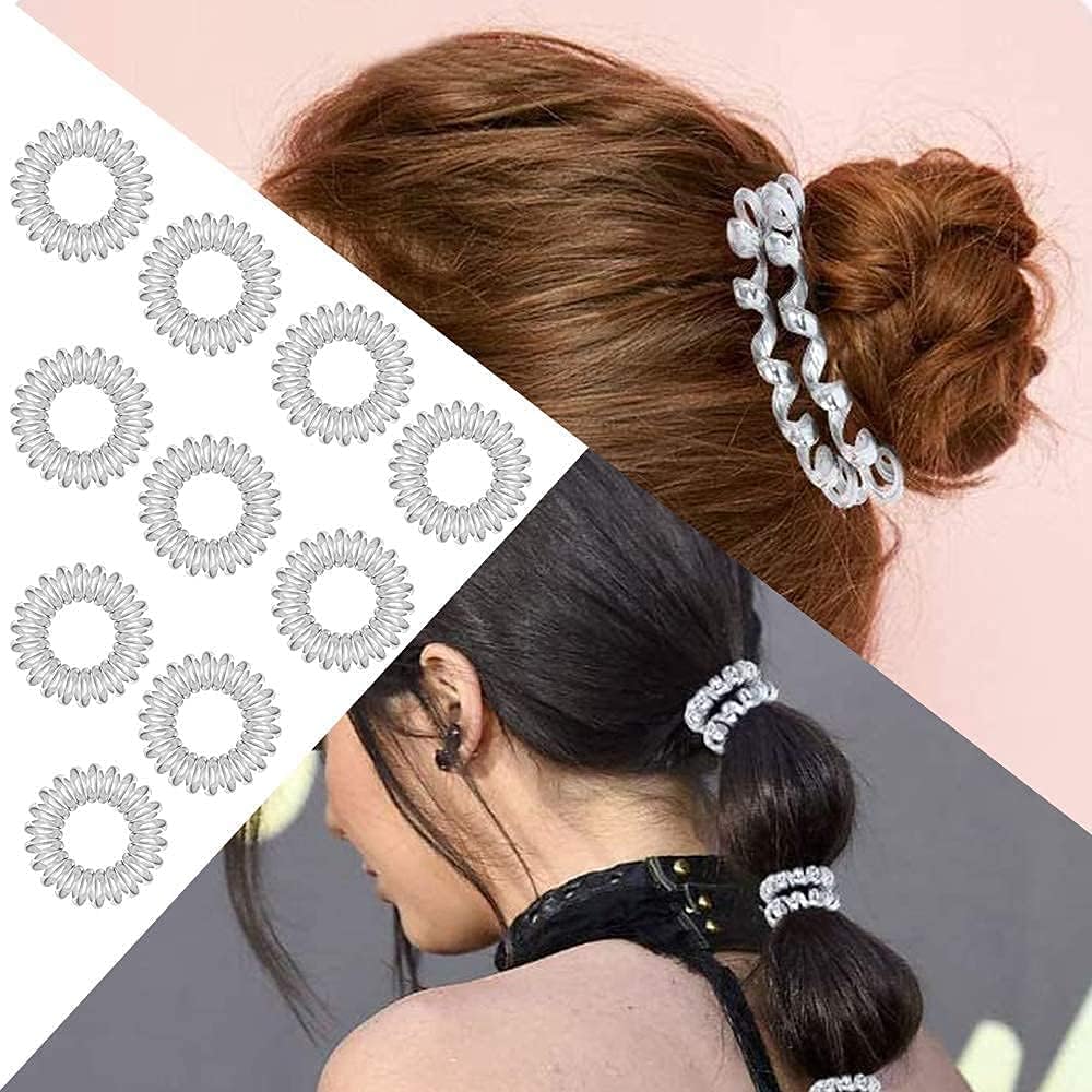 Spiral Hair Coil Bands and Clear Elastic Hair Ties for Women and Girls (Pack of 20), 20 count (Pack of 1) - Image 3