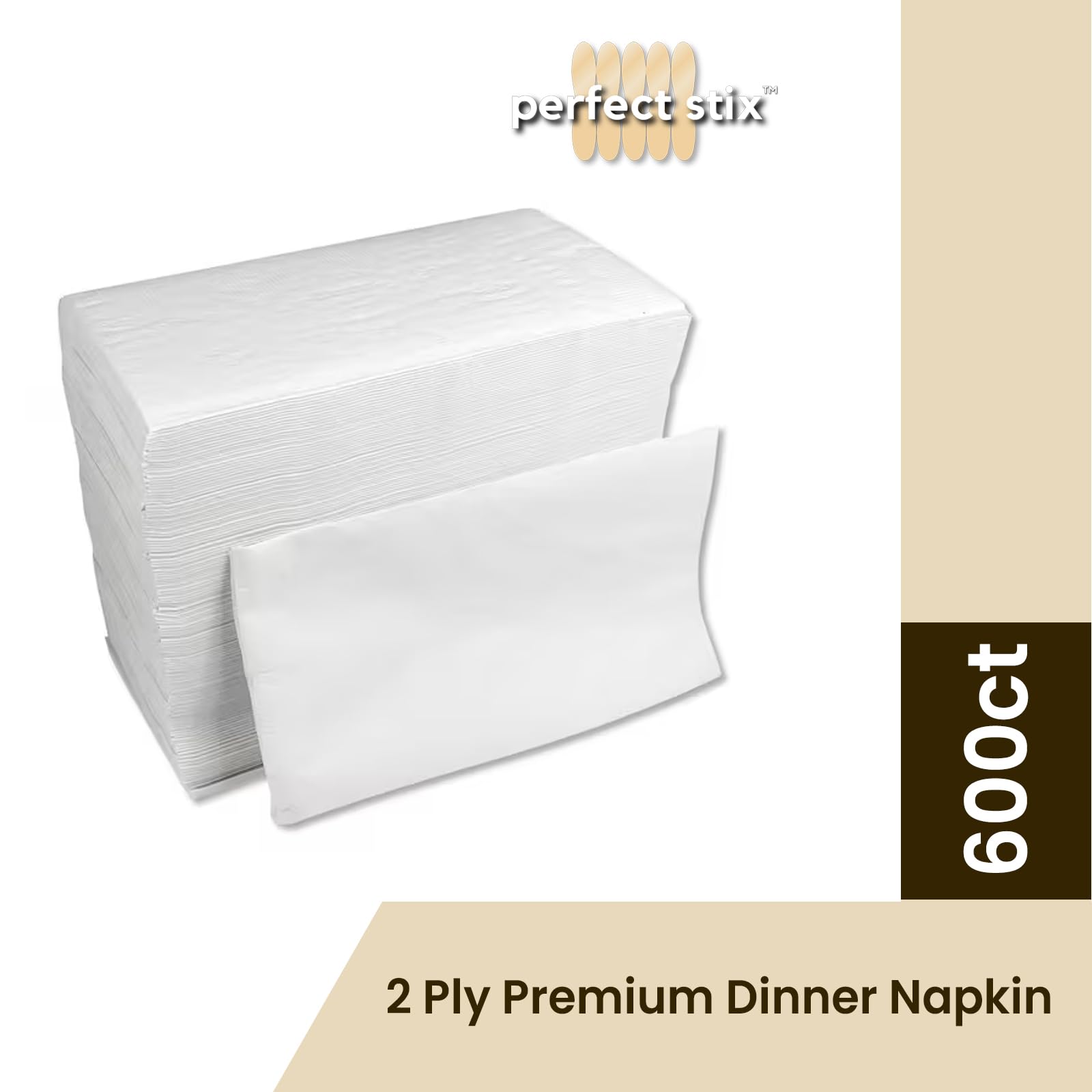 Servilletas de cena de 2 capas de 1/8 de pliegue (paquete de 600 unidades) 15 x 17 pulgadas