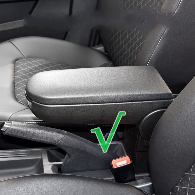 Reposabrazos Montaje Sin Taladro Reposabrazos Central Para Seat Ibiza 3 (6L) – Con Almacenamiento, Piel Sintética Negra, Fácil Instalación Accesorio Consola Almacenamiento