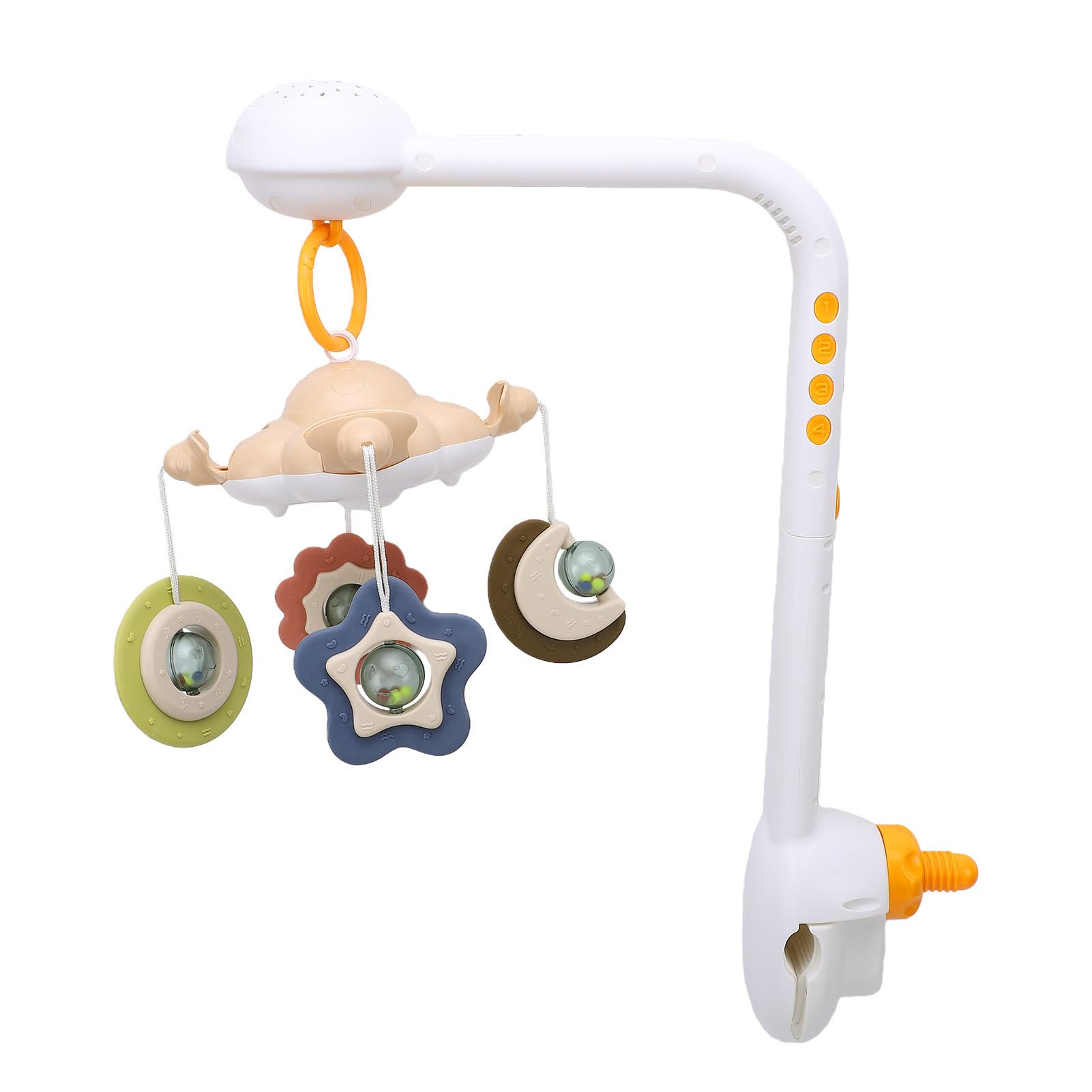 Sxhlseller Móvil Musical para Cuna con de Estrellas y Juguetes Mordedores Diseñados para Recién Nacidos y Bebés en Material TPE Brillante (TM188)