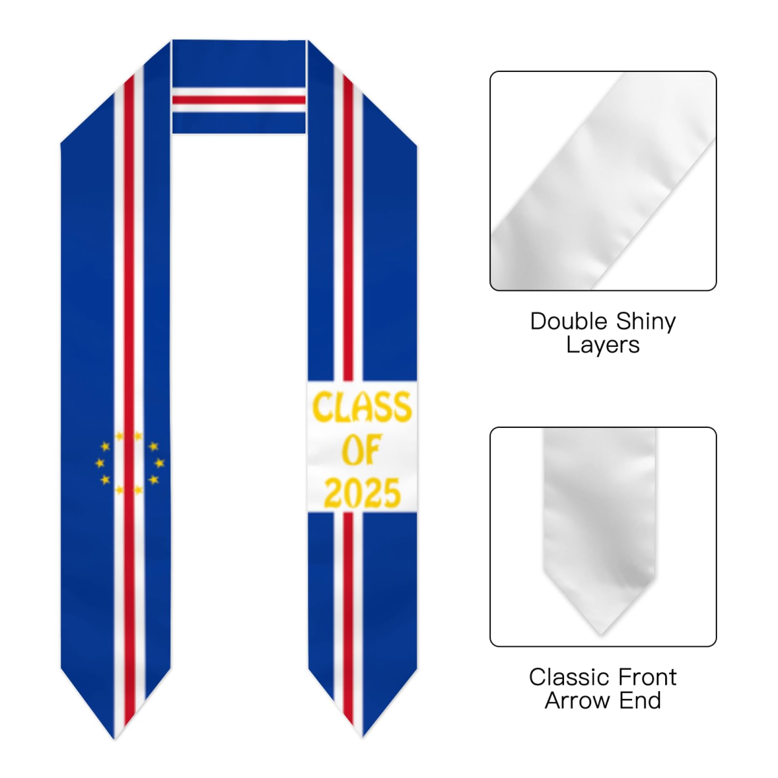 Vintage Cape Verde Verdean Flags Graduation Stole,Graduation Sash Honor Stole for Adult Unisex Graduation Gifts