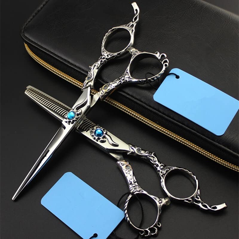 Tijeras para Cortar El Cabello, Tijeras Profesionales Japonesas 440C De 6 Pulgadas con Forma De Flor De Sol, Tijeras De Peluquería Curvas para Entresacar Y Cortar El Cabello