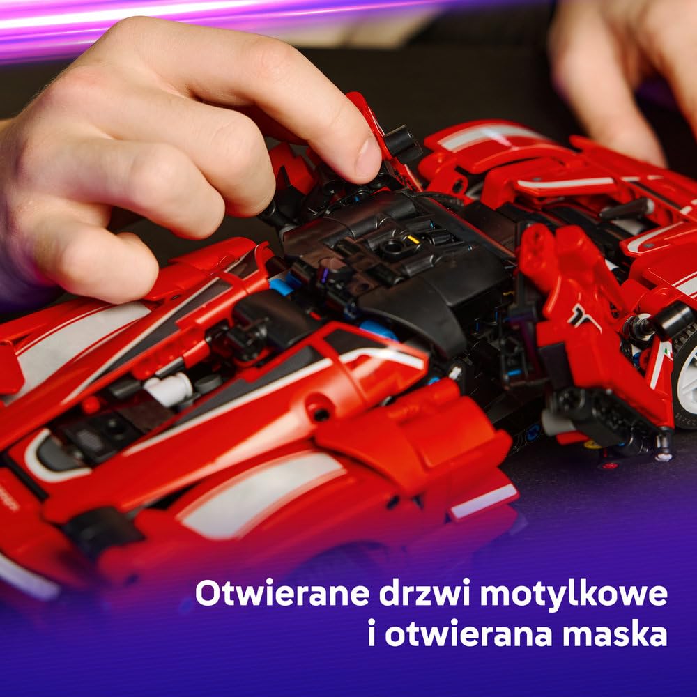 LEGO Technic Ferrari FXX K, model samochodu do składania dla dzieci i fanów motoryzacji, zabawka konstrukcyjna, pomysł na prezent dla 10-latka i dekoracje do pokoju chłopca i dziewczynki 42212
