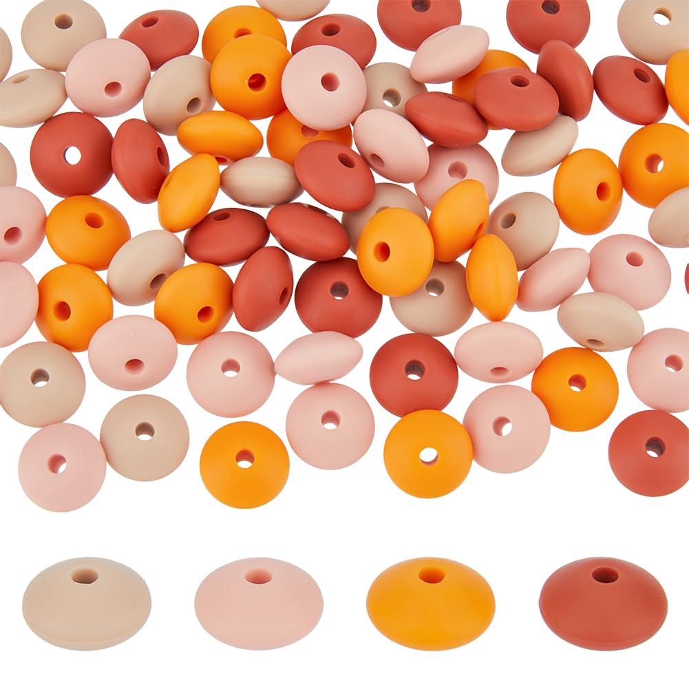 Perles en silicone 11,5x7mm DICOSMETIC design orange