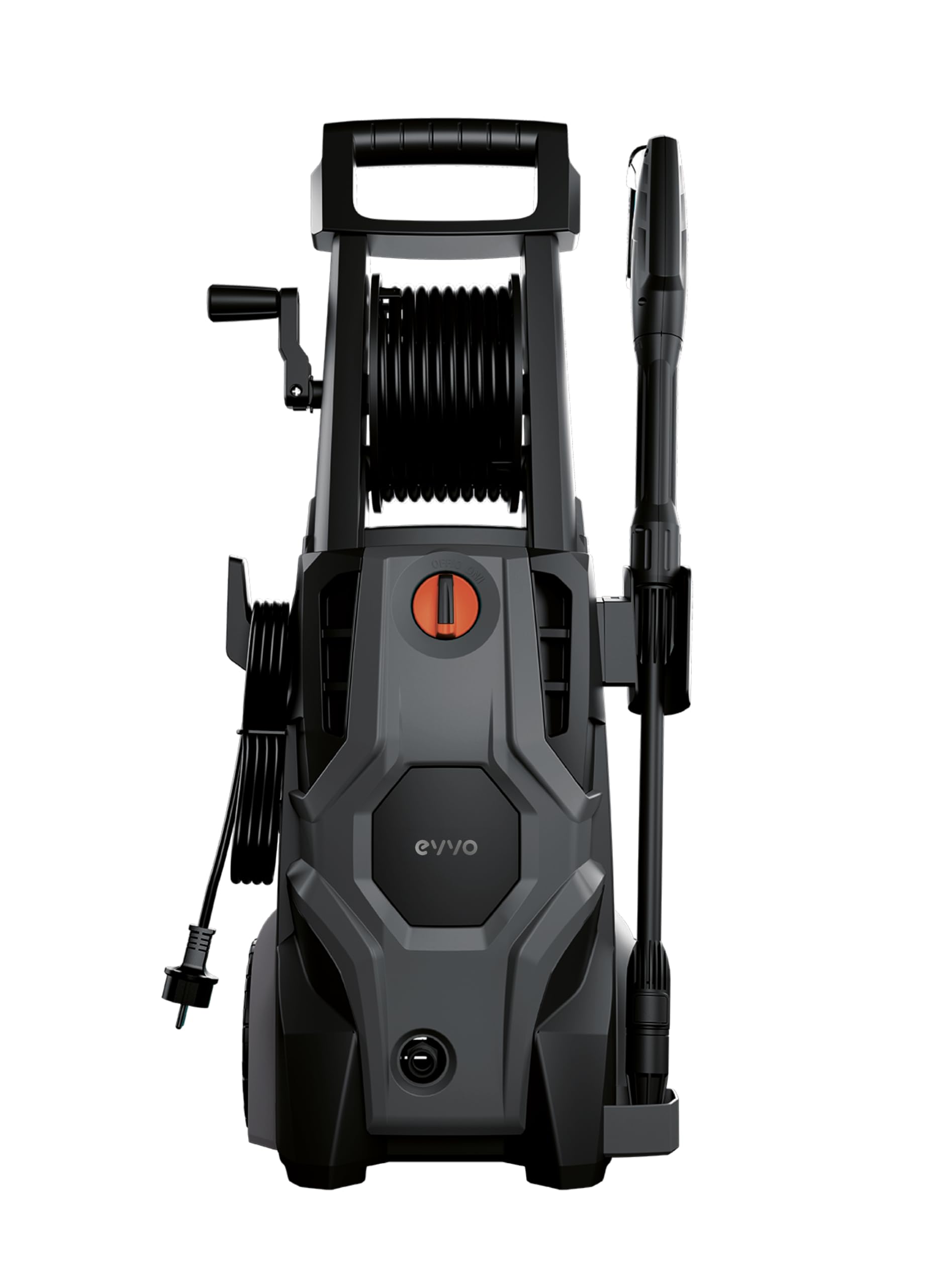 EVVO Hidrolimpiadora HL2400 Pro, 2400W, 180 Bares, 480 l/h, Manguera 8 m, Pistola Regulable, Botella de jabón, Kit Coche, asa de Transporte, diseño Ligero y Potente para Limpieza Exterior