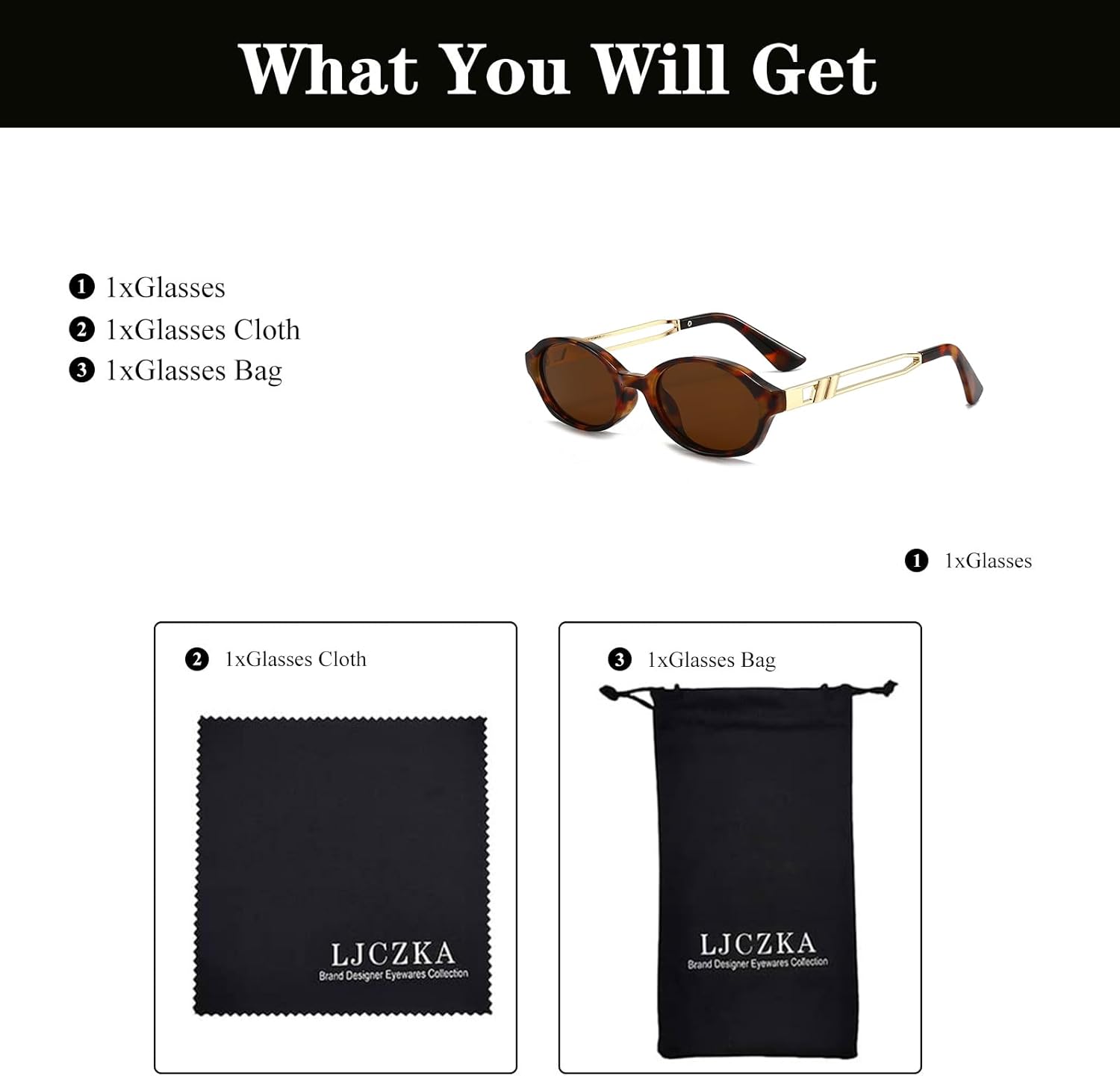 LJCZKA Small Retro Oval Sunglasses for Women Men Vintage Oval Metal Sunglasses Narrow 90s Trendy Shades UV400 Protection - Image 5