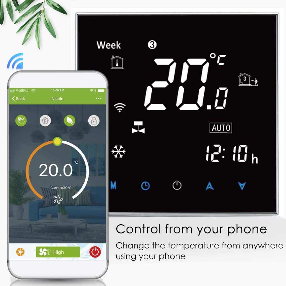Inteligentny termostat WiFi kompatybilny z Alexa Google Home IFTTT - programowalne bezprzewodowe termostaty do podgrzewania wody, pilot zdalnego sterowania, cyfrowy regulator temperatury, 3A