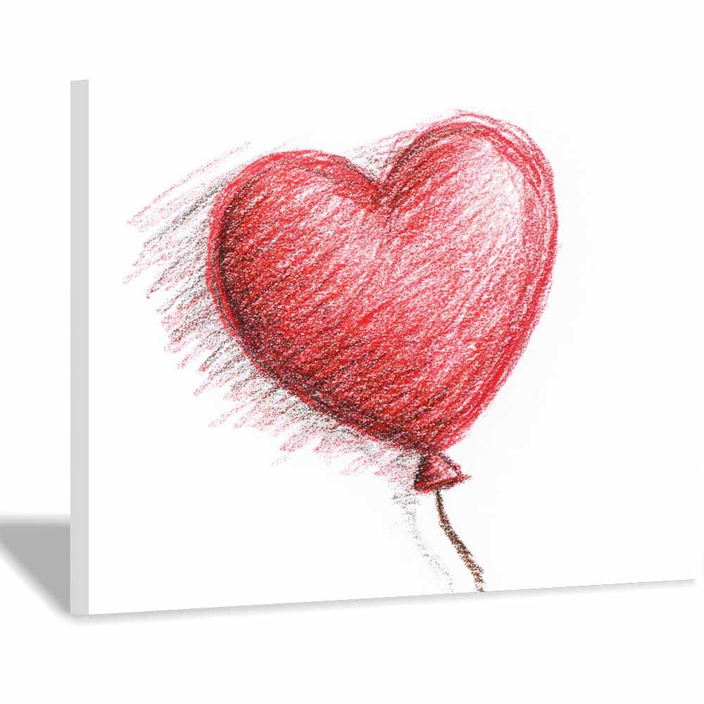 CUDAOO Serca Naklejki Ścienne Sztuka Ścienna Love Foils Heart Balon Home Decor Korytarz Sypialnia Salon Kawiarnia Biuro (Czerwony36-70x100cm oprawiony