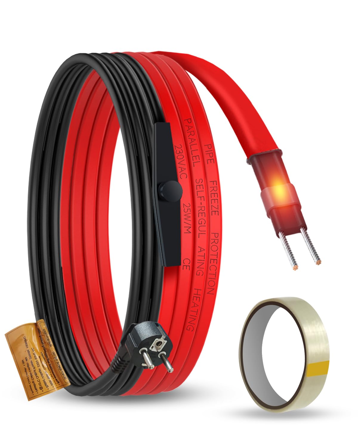 Cavo Scaldante Autoregolante Per Tubi - 5 Metri 25W/M Con Termostato, Antigelo Per Tubi Acqua Esterni - Foto 11