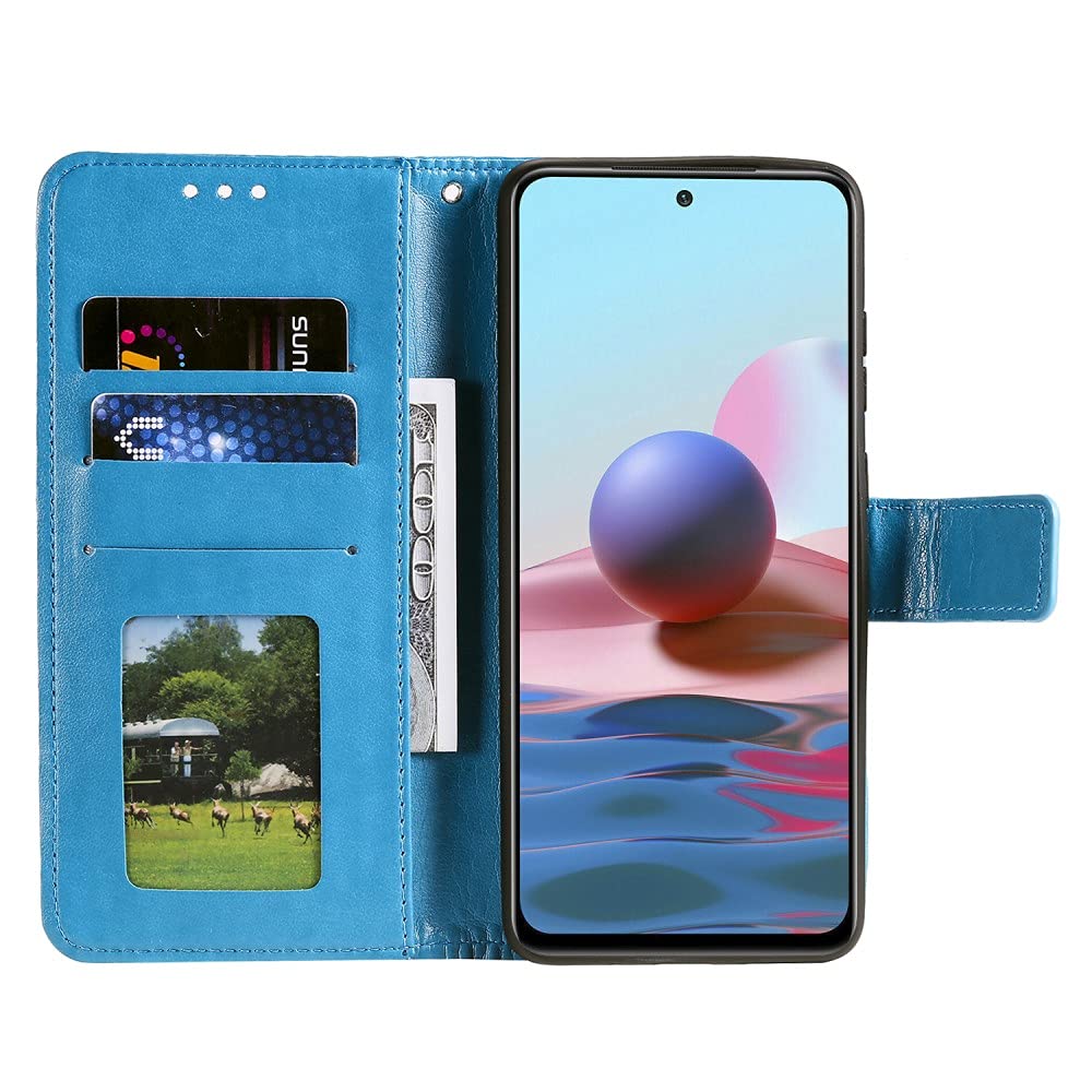 Asuwish Cover per Xiaomi Redmi Note 10S/10 S 4G con Pellicola Vetro Temperato Supporto Regolabile Pelle Portacarte Portafoglio Mandala Custodia per M2101K7AG M2101K7BNY Cellulare Phone Case Viola