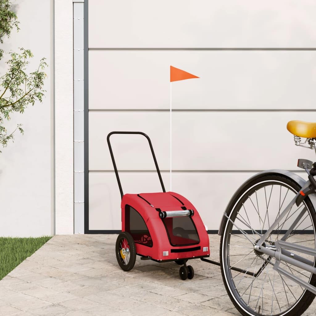 LAPOOH Pet Bike Trailer Red Oxford Fabric and Iron,Dog Bicycle Trailer,Pet Bike Trailer,Bicycle Trailer Cargo for Dog-93971