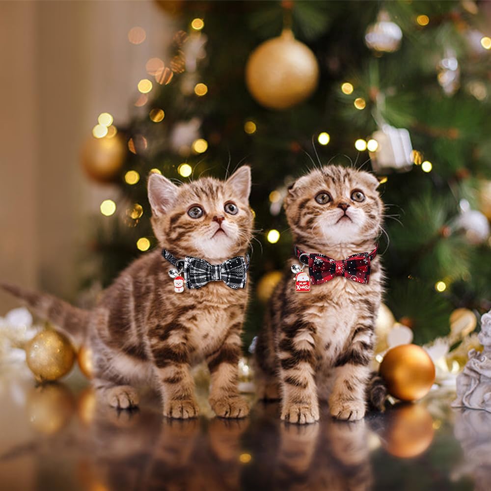 Vellibring 4 collares de Navidad para gatos