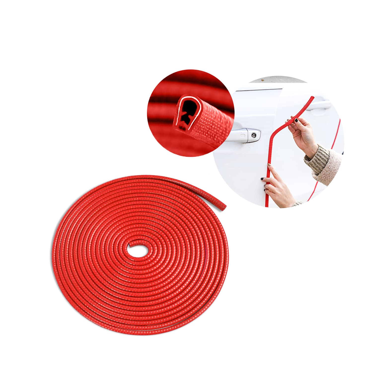 XINLIYA Car Door Edge Guards, 16Ft Universal Rubber Seal Protector U Shape Edge Trim Car Door Edge Protection for Most Car, Aluminum Boat Edge Guards (Red)