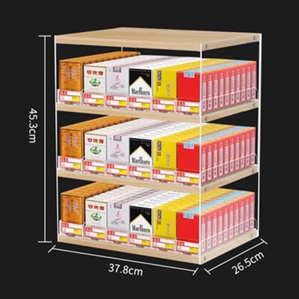 Store Display Shelves, Acrylic Automatic Cigarette Pusher, Wall Mounted Cigarette Display Holder, Supermarket Convenience Store Cigarette Showcases Rack ( Color : Clear , Size : 37.8x26.5x45.3cm )