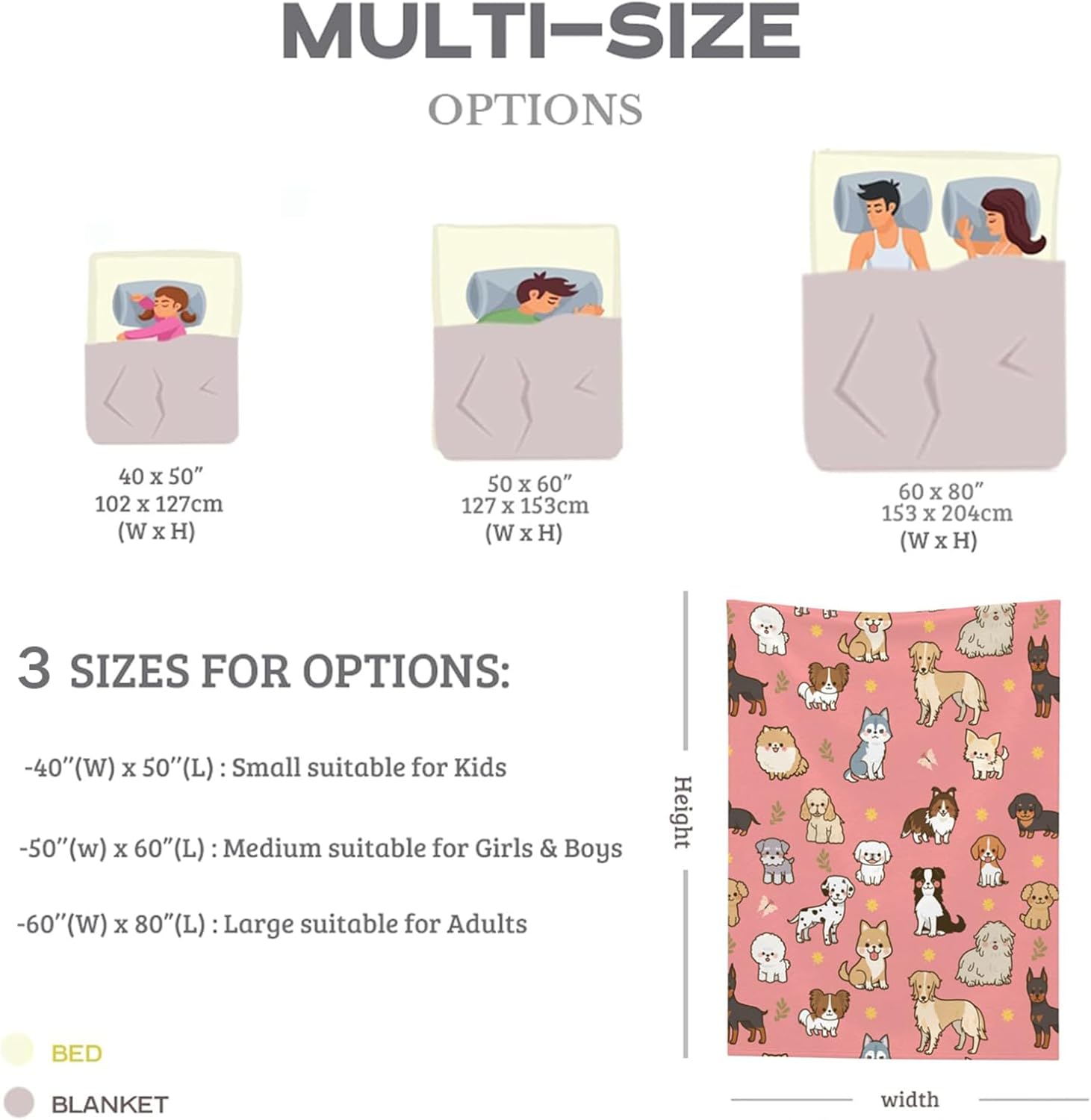 Cute Puppy Dog Throw Blanket Cozy Fluffy Plush Blanket Soft Flannel Throw Blanket for Kids Men Women Gift Sofa Bed Couch 50"x40" - Image 2