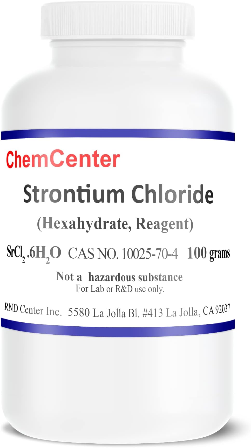 Strontium Chloride, Hexahydrate, Reagent ACS, High Purity, 100 Grams