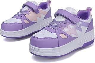 Roller Skate Shoes with 2 Detachable Wheels,Skateboarding Shoes Slip in Roller Sneakers for Girls Boys Kids Birthday Thanksgiving Christmas Day