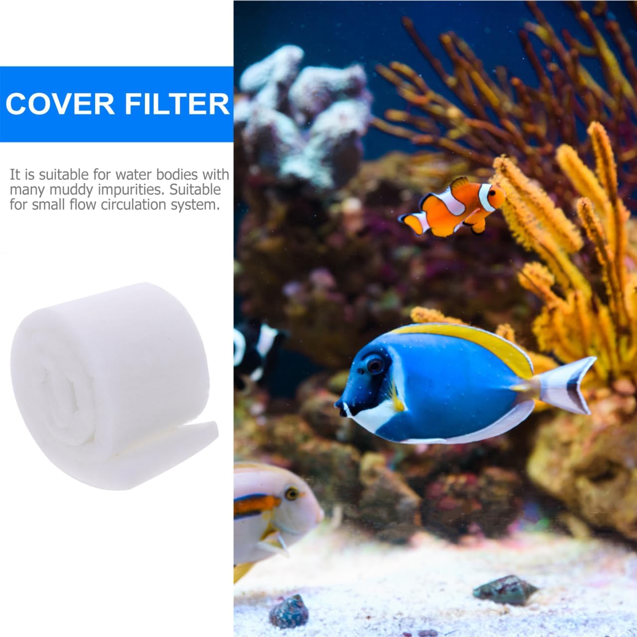 ULTECHNOVO Aquarium Filter Sponge Pad Thickened Biological Filter Pad 39.37 X 4.72 X 0.59 Inch Reusable Cut-to-Size Cotton for Freshwater and Saltwater Fish Tanks