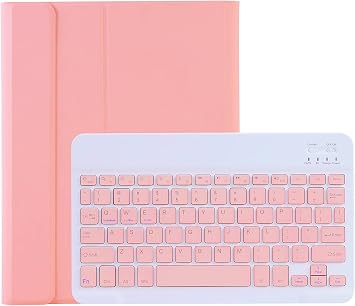 iPad Keyboard Case for iPad mini 2 3 4 5 with Detachable Keyboard and Pen Holder, Slim Smart Auto Sleep/Wake Cover Case Pink