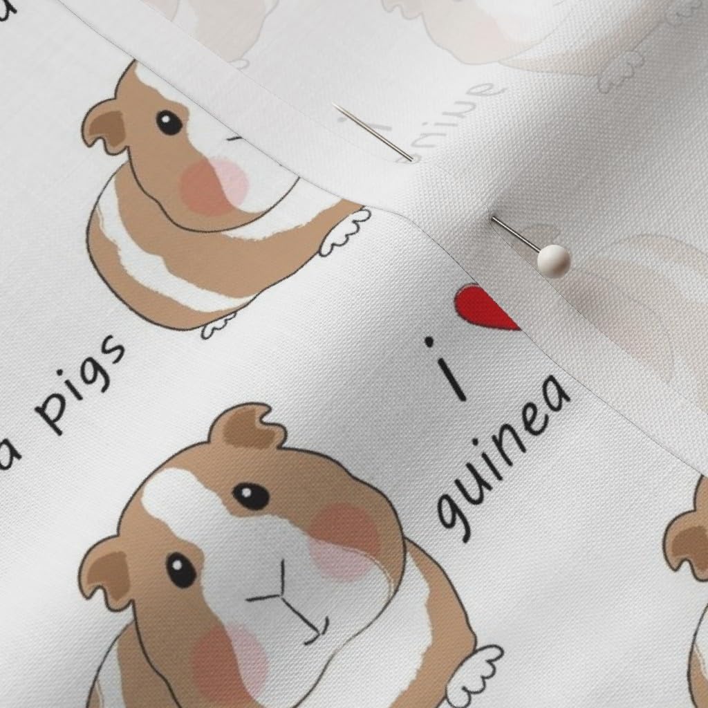 Spoonflower Fabric - Love Guinea Pigs Brown Cute Pig Animal Adorable Red Heart Pets Printed on Petal Signature Cotton Fabric by The Yard - Sewing Quilting Apparel Crafts Decor