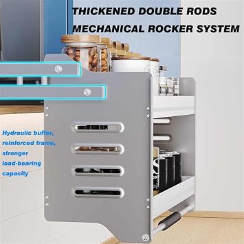 Pull-Down Cabinet Shelves, Adjustable Pull-Down Kitchen Wall Cabinet Storage Organizer 2 Tier Mounted Wall Cabinet Pull-Down Shelves System Tall Cabinet Pull-Down Shelves(Cabinet 800mm)