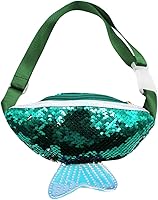 Vista 1 de JUMISEE Riñonera de lentejuelas brillantes para niños y niñas, bolsa de cintura holográfica con purpurina y cola de sirena, bolso cruzado, Verde