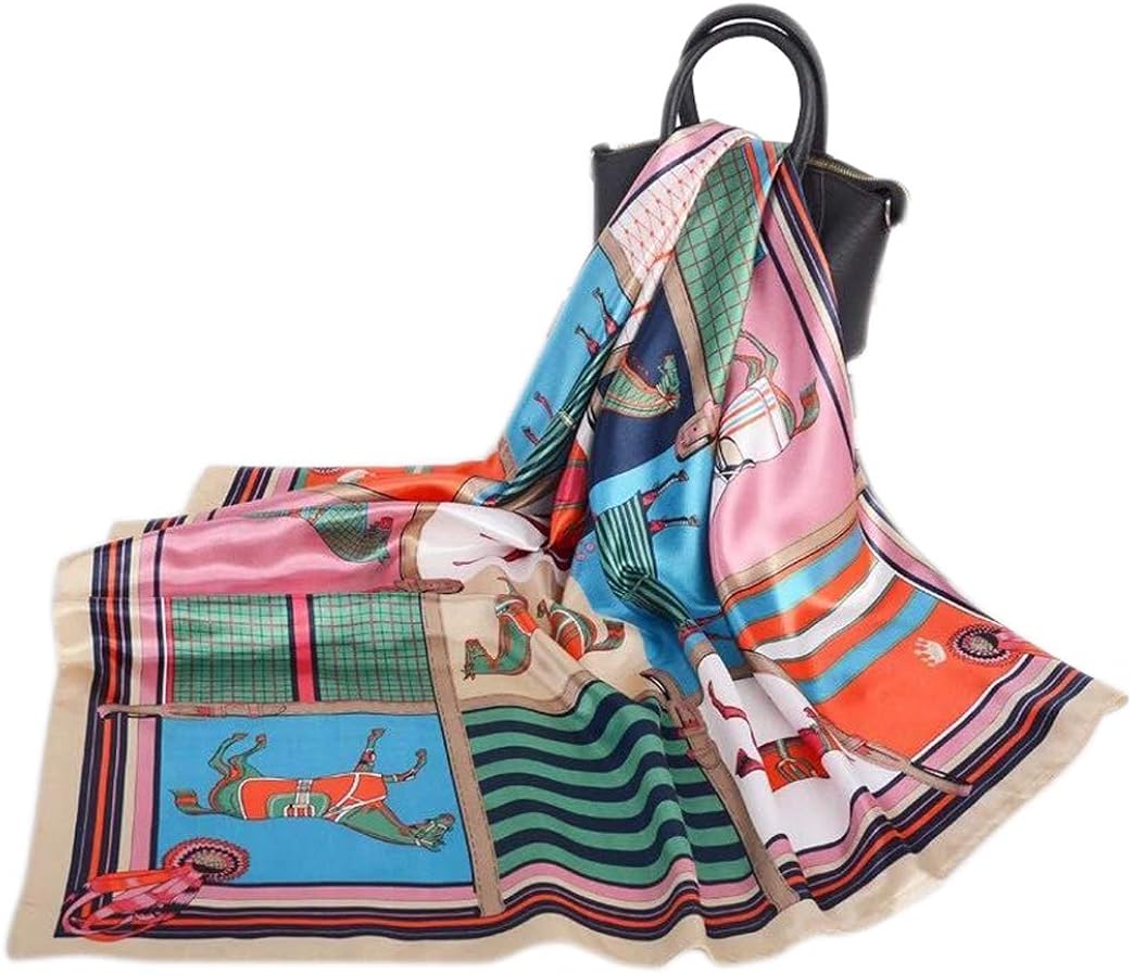 YOUR SMILE Silk Feeling Scarf Women's Fashion Pattern Classic Checker Large Square Satin Headscarf (319) at  Women’s Clothing store