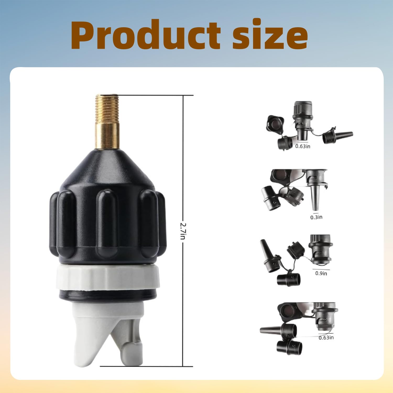 Lssapr Boat Sup Pump Adaptor Inflatable, Air Pump Air Valve Adapter Kit with 4 Air Valve Nozzles Paddleboard Air Nozzle Multifunctional Conversion Head